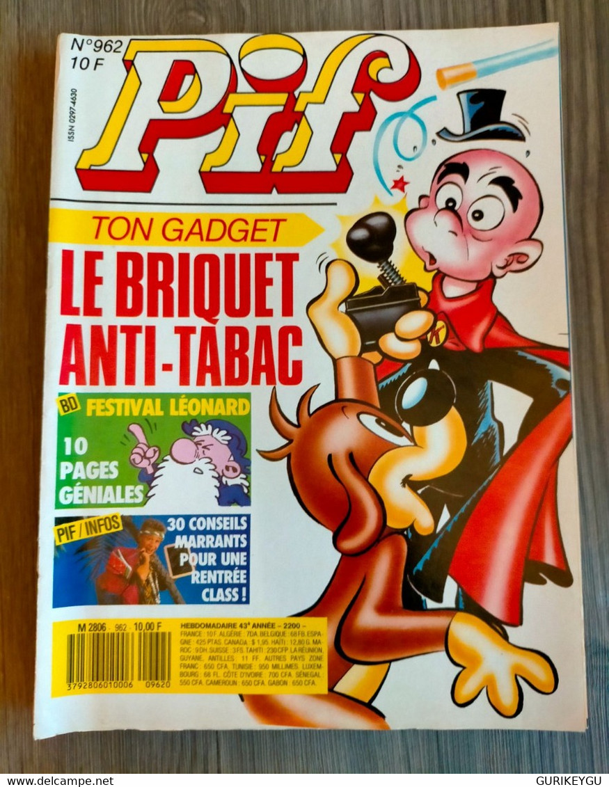 PIF GADGET N° 962  Poster ASTERIX Et Le Coup Du Menhir  Supplément BD LEONARD 10pages 09/1987 TTBE - Pif & Hercule