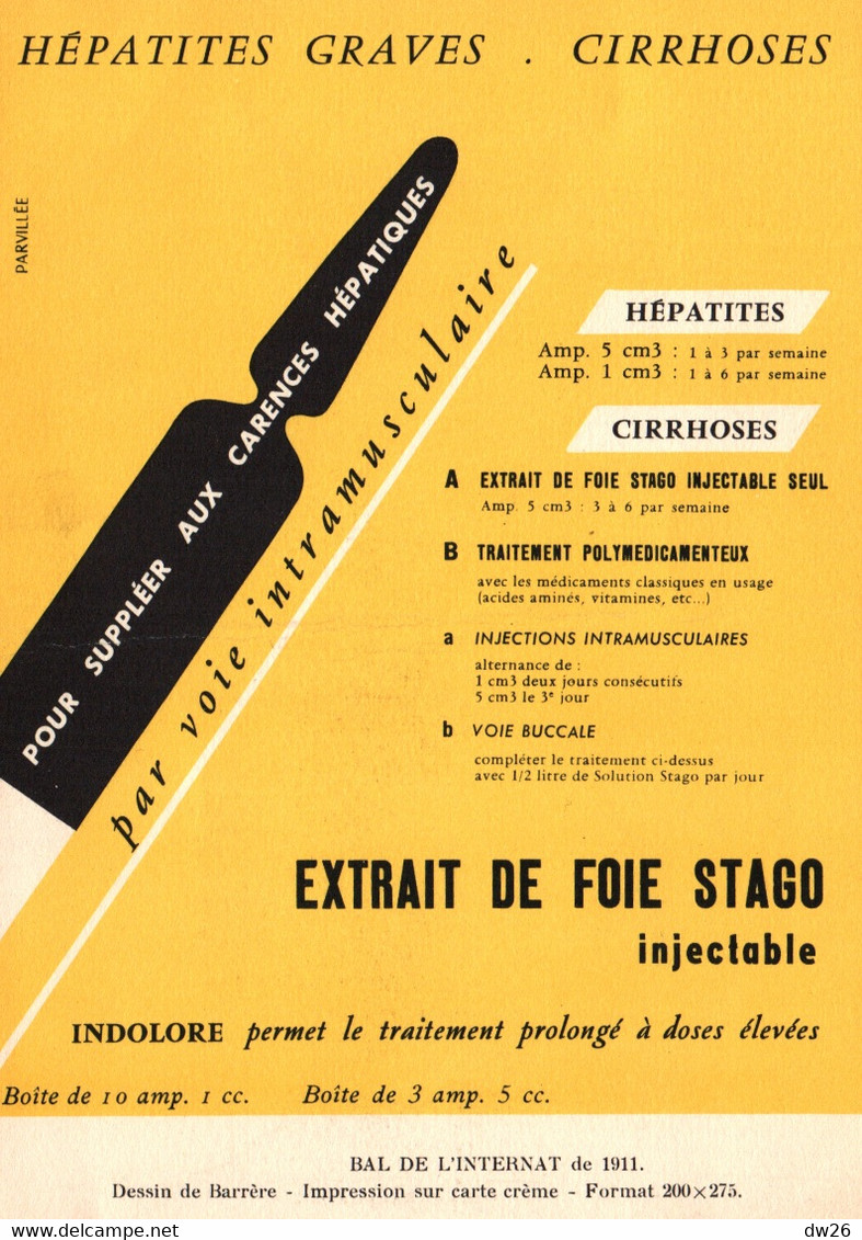 Reproduction Affiche Bal De L'Internat 1911 - Dessin De Barrère (femmes Nues) Publicité Au Dos: Extrait De Foie Stago - Affiches
