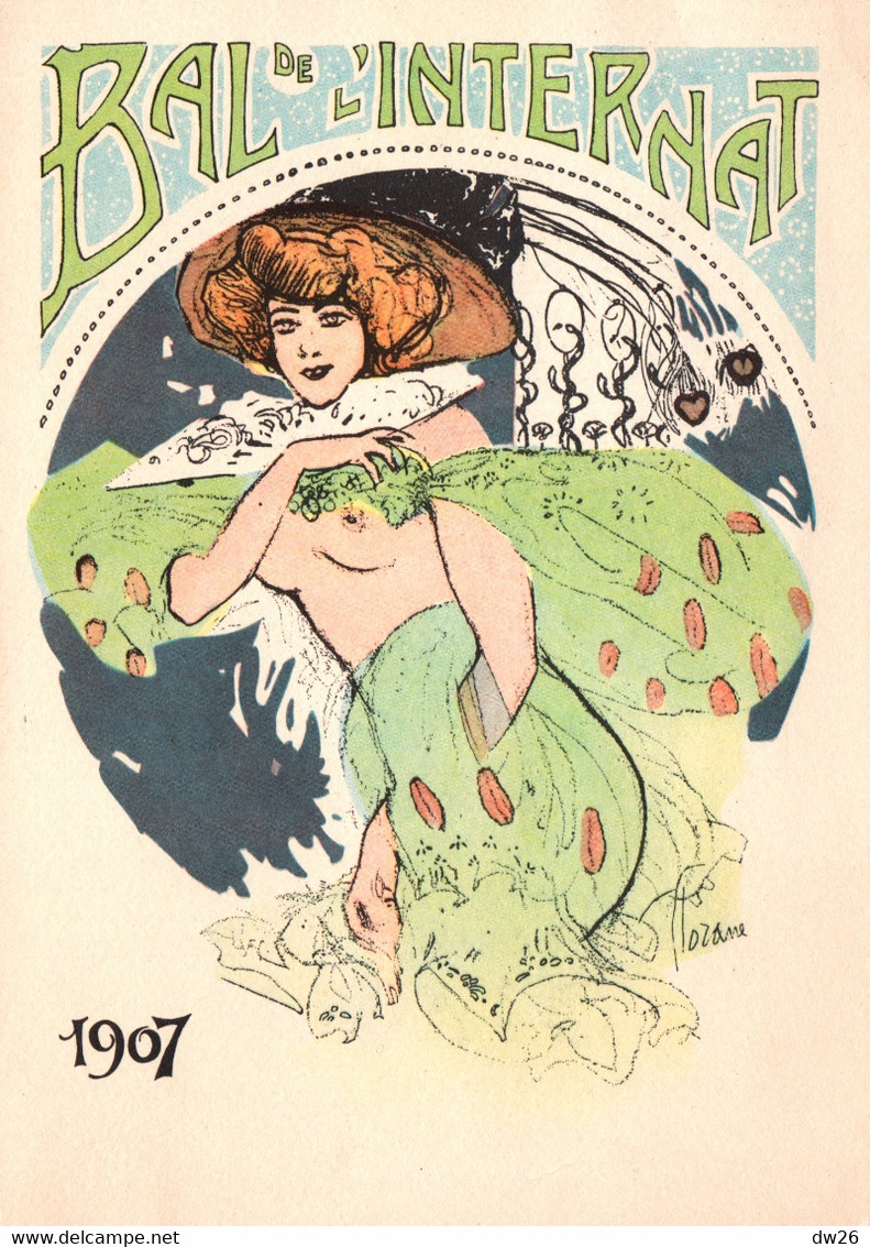 Reproduction Affiche Bal De L'Internat 1907 Chez Bullier - Dessin Florone (art Nouveau) Publicité Au Dos: Solution Stago - Plakate