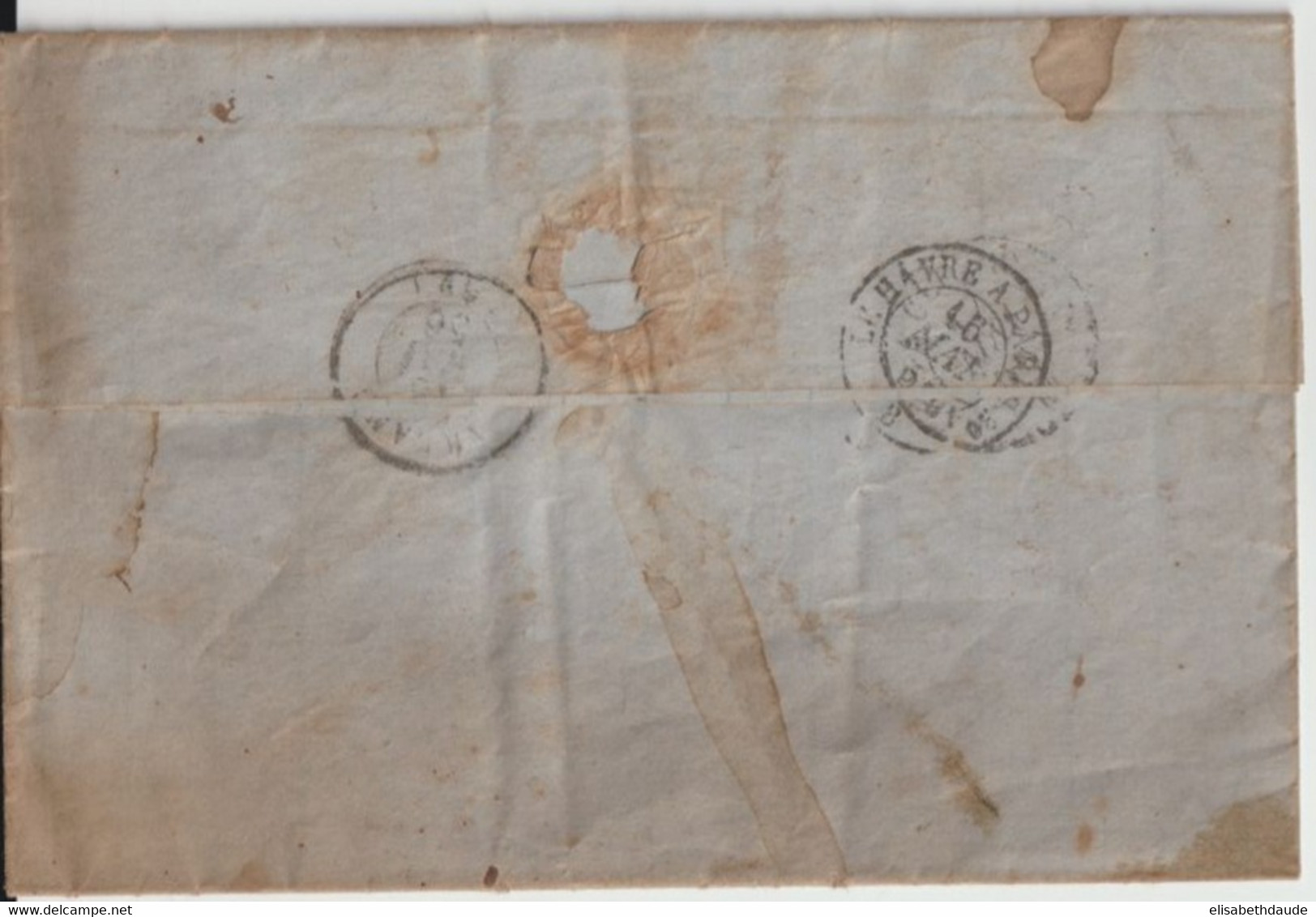 1856 - USA - LETTRE De SAN FRANCISCO => ARLANC (PUY DE DOME) Via NEW YORK - ENTREE PAR LE HAVRE - TAXE RECTIFIEE - Entry Postmarks