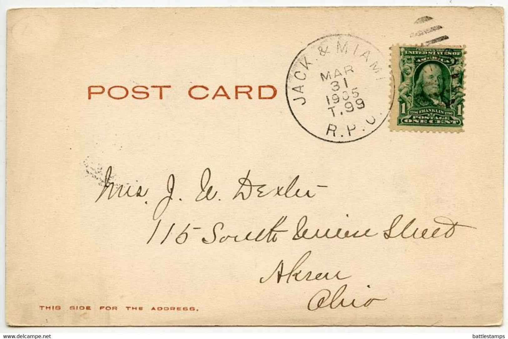 United States 1905 Postcard Ormond, Florida - Tomoka River; Jacksonville & Miami RPO Postmark - Sonstige & Ohne Zuordnung