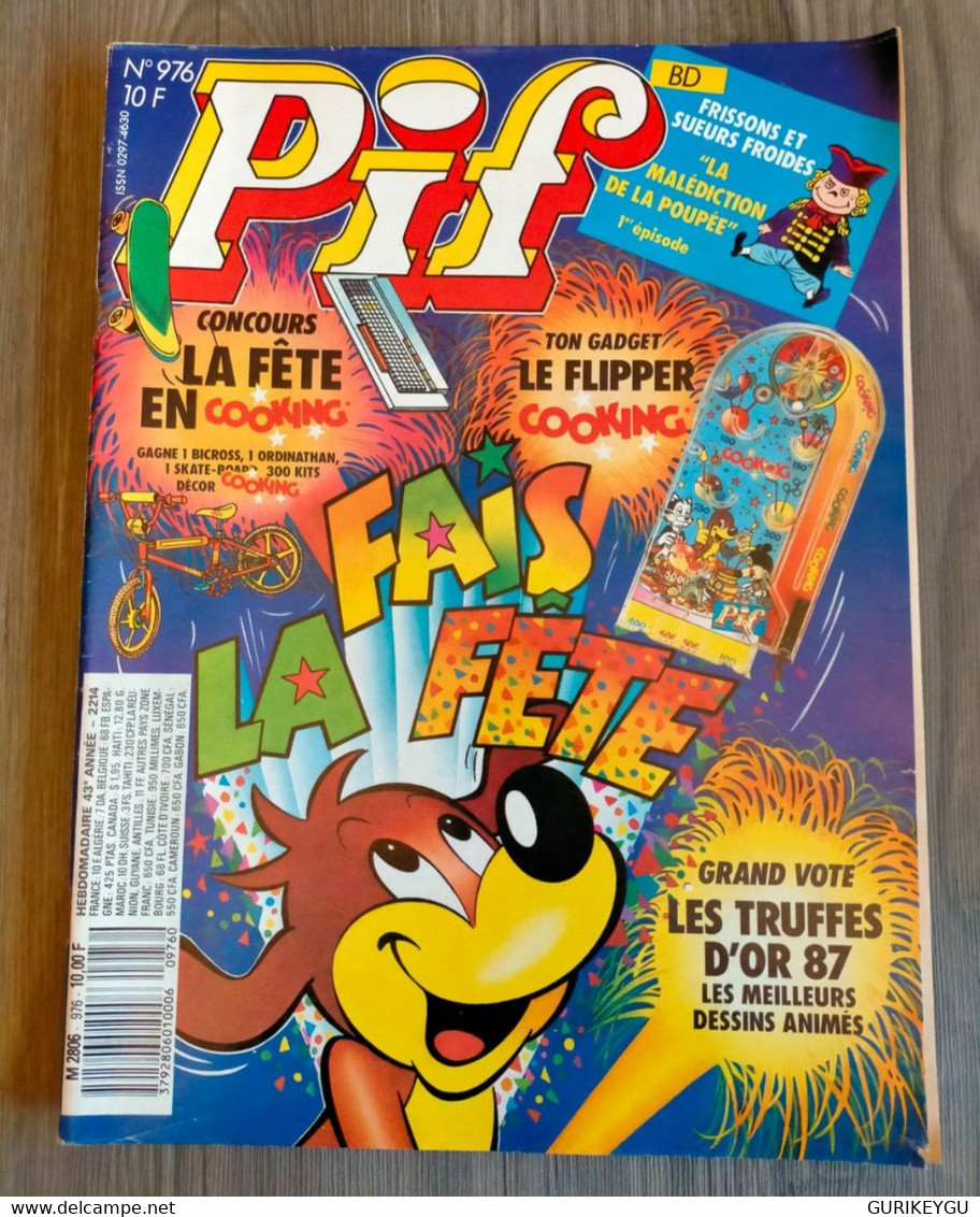 PIF GADGET N° 976 Supplément BD SKIPPY 15P GOLDORAK Capitaine Flam RAHAN Jeanne Et Serge CEZARD Les Rigolus 12/1987 TBE - Pif & Hercule