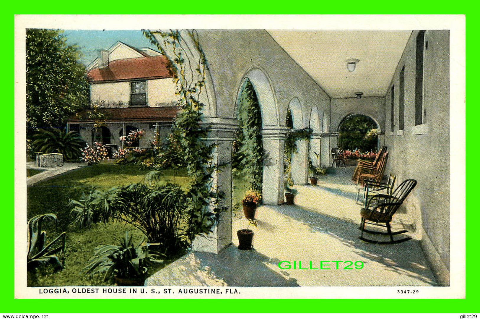 ST AUGUSTINE, FL - LOGGIA, OLDEST HOUSE IN U.S. - W,J, HARRIS CO - - St Augustine