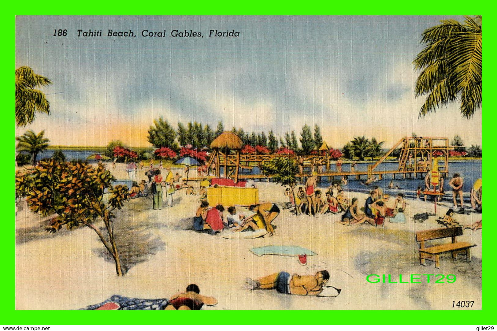 CORAL GABLES, FL - TAHITI BEACH - ANIMATED WITH PEOPLES - OLYMPIA BUILDING - - Other & Unclassified