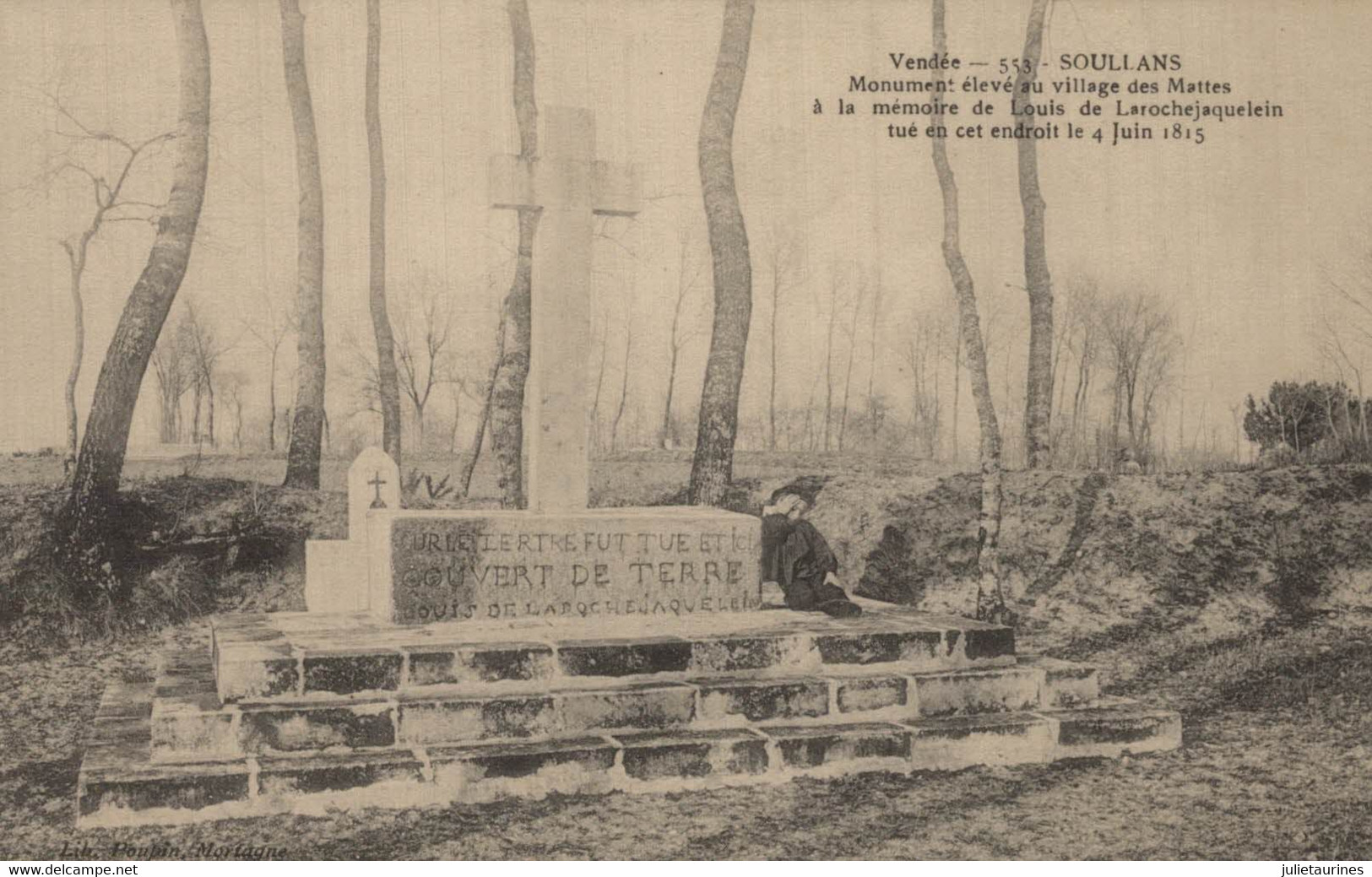 85 SOULLANS MONUMENT ELEVE AU VILLAGE DE MATTES A LA MEMOIRE DE LOUIS LAROCHEJAQUELI CPA BON ETAT - Soullans