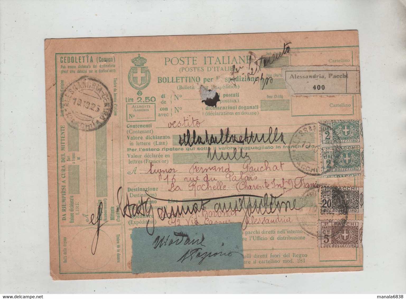 Pauchat Pouchat La Rochelle Boronat  Alessandria Pacchi Vestito 1925 - Other & Unclassified