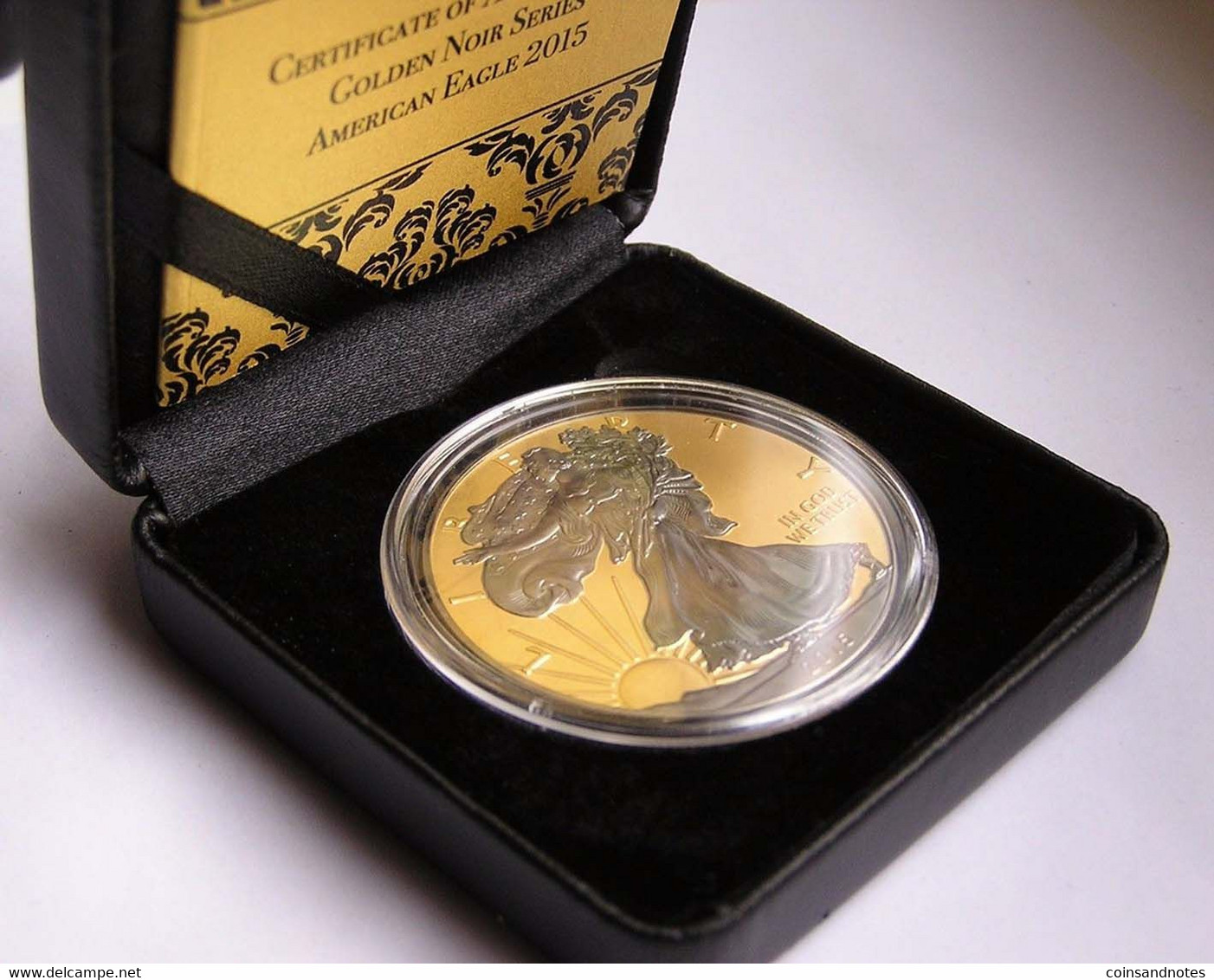 USA 2015 - 1 Tr. Oz Silver Dollar “Eagle” - Black Ruthenium & 24 CT Gold Plated - COA - Collections