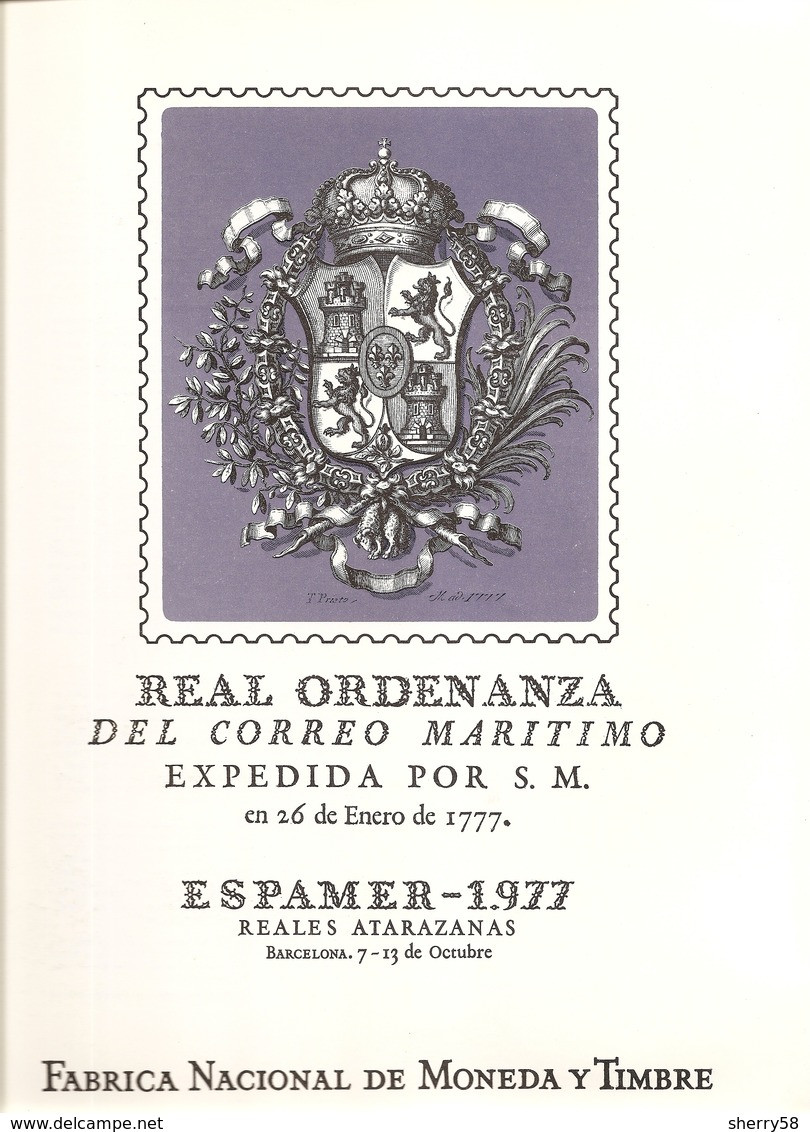 1977- ED. 2437 SIN EL SELLO-DOCUMENTO FILATÉLICO DE LA F.N.M.T. Nº 3 - ESPAMER ' 77 + PROGRAMA DE EMISIÓN - VER FOTOS - Feuillets Souvenir