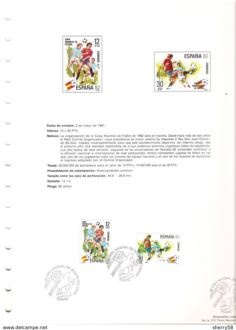 1981- ED. 2613 Y 2614 -DOCUMENTO FILATÉLICO DE LA F.N.M.T. Nº 14 - COPA MUNDIAL DE FÚTBOL ESPAÑA'82-CON TARJETA RECUERDO - Feuillets Souvenir