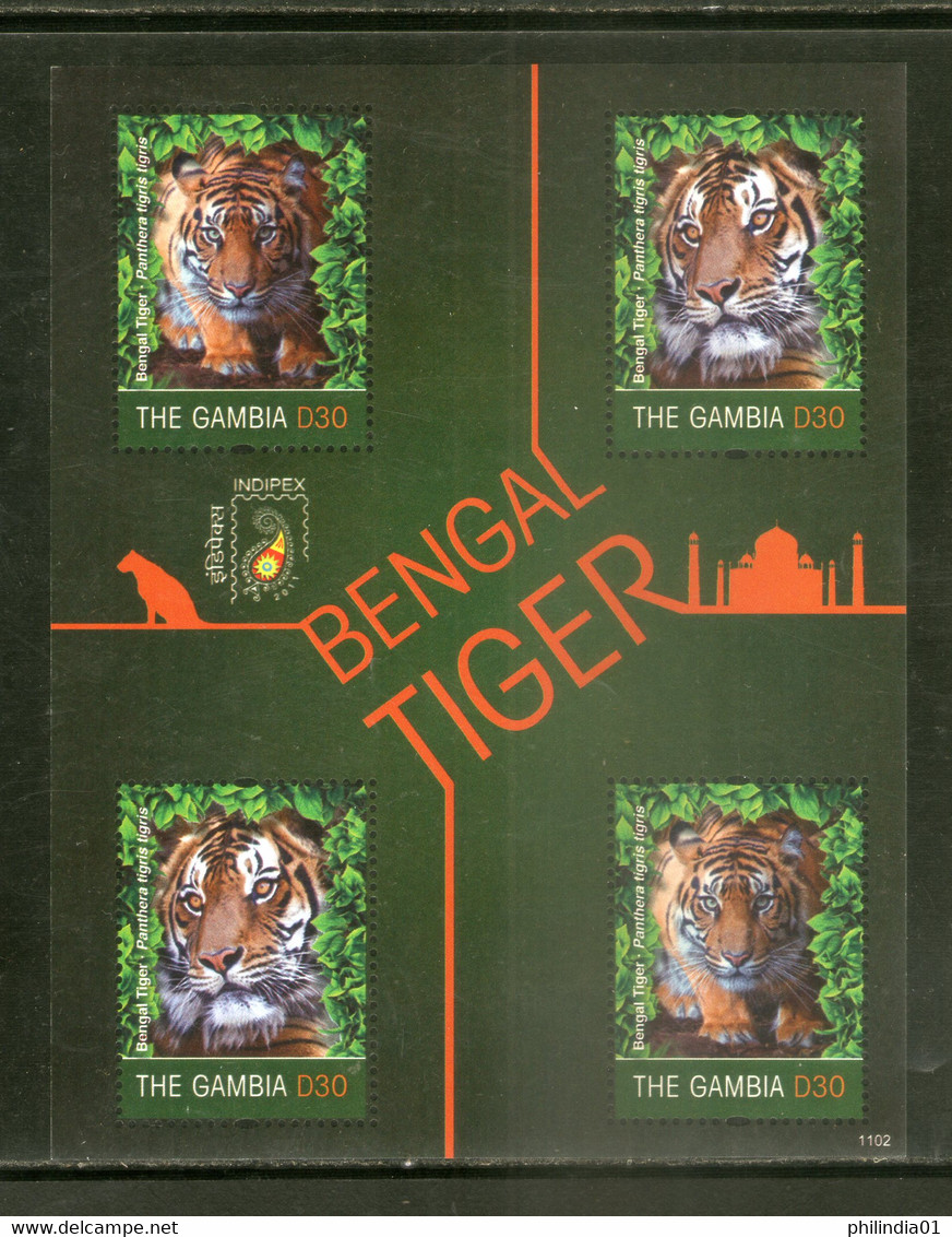 Gambia 2011 Bengal Tiger Wildlife Animal Indian Themes Sc 3337 Sheetlet MNH # 7718 - Altri & Non Classificati