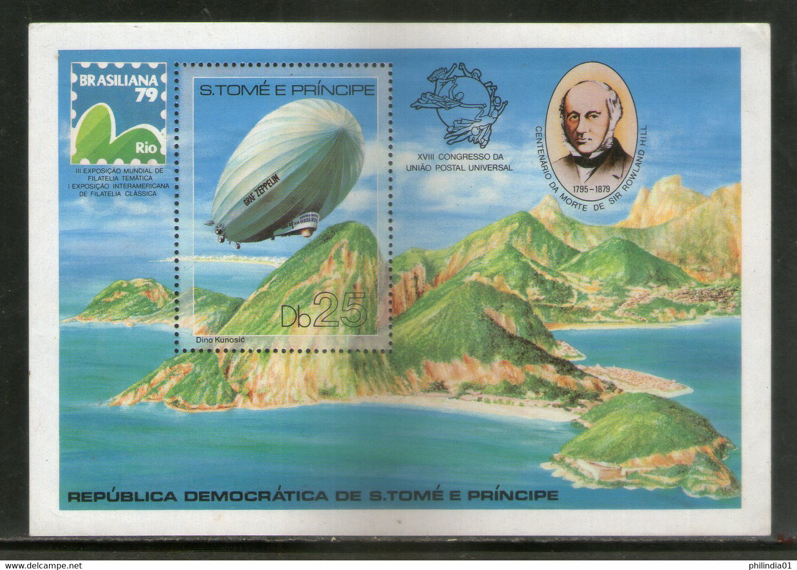 St. Thomas & Prince Is. 1979 Rowland Hill Zeppelin Graph UPU Mountain Sc 519 M/s MNH # 7726 - Rowland Hill