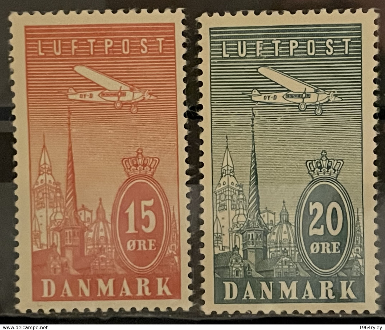 DENMARK - MH* - 1934  # 218/219 - Poste Aérienne