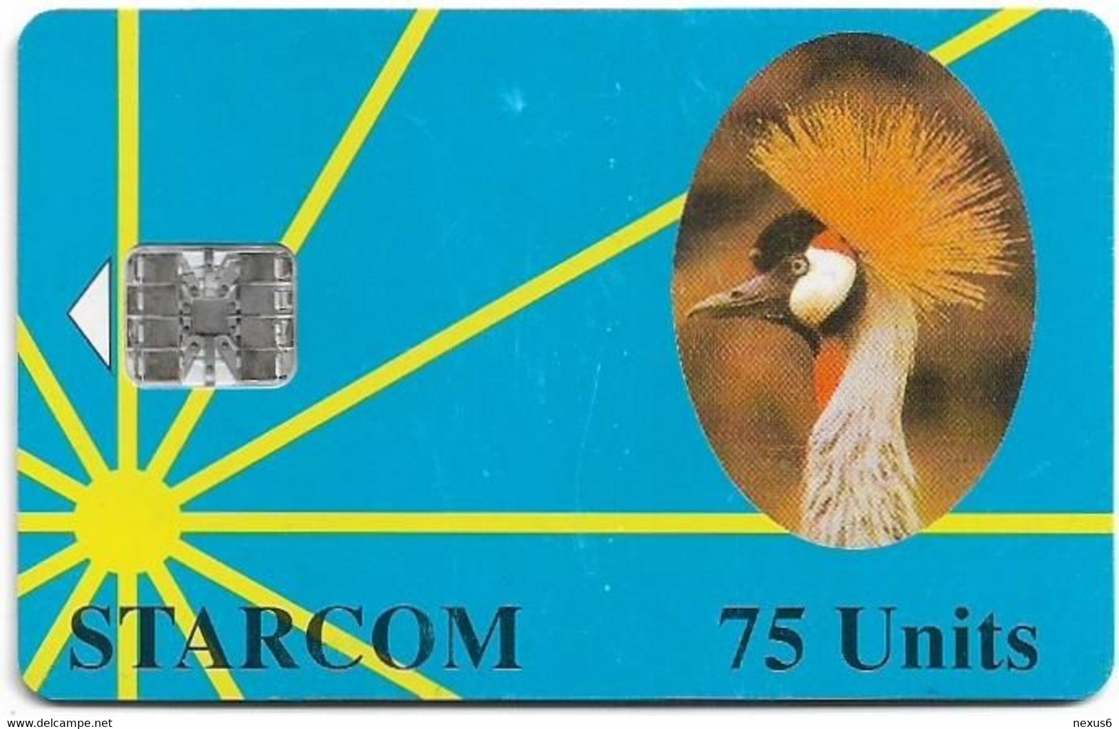 Uganda - Starcom - Crane Bird (Blue), (Reverse #5), SC7, 75U, Used - Uganda