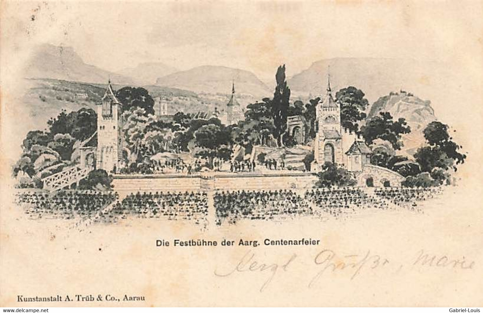 Die Festbühne Der Ararg. Centrarfeier 1903 Aarau Offizielle Festpostkarte No 5 - Aarau