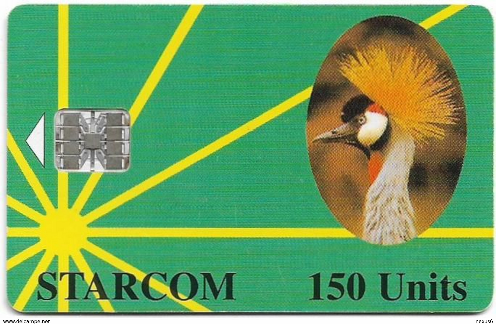 Uganda - Starcom - Crane Bird (Green), (Reverse #4), SC7, 150U, Used - Uganda