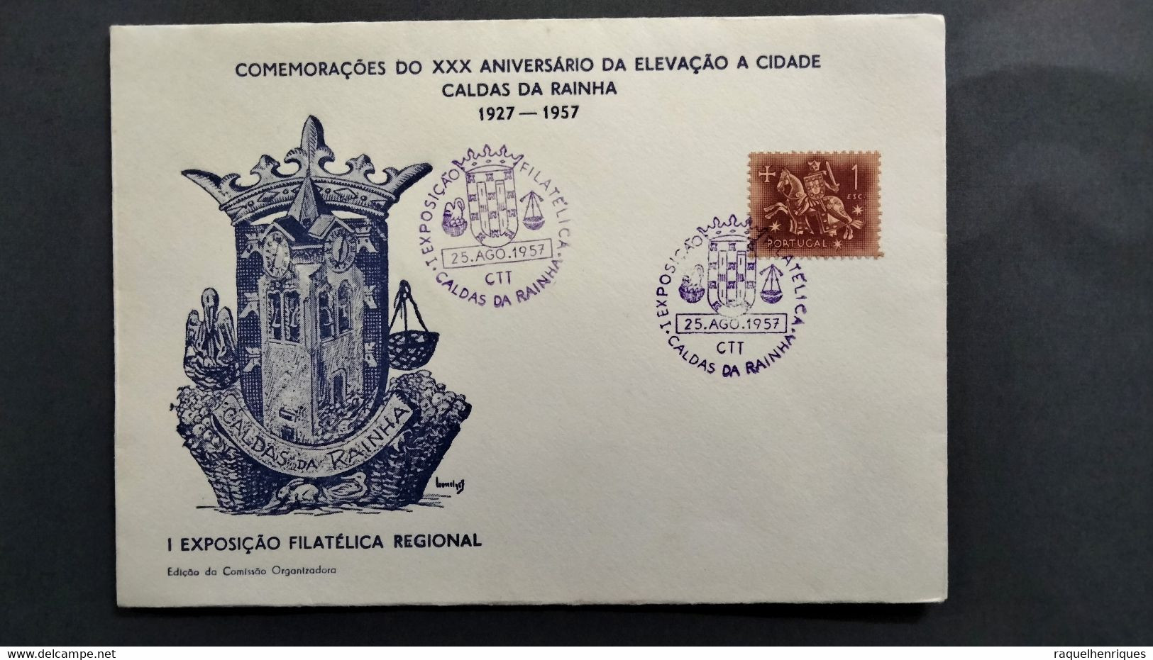 PORTUGAL COVER - 1ª EXP. FILATELICA - CALDAS DA RAINHA 1957 (PLB#03-28) - Postal Logo & Postmarks