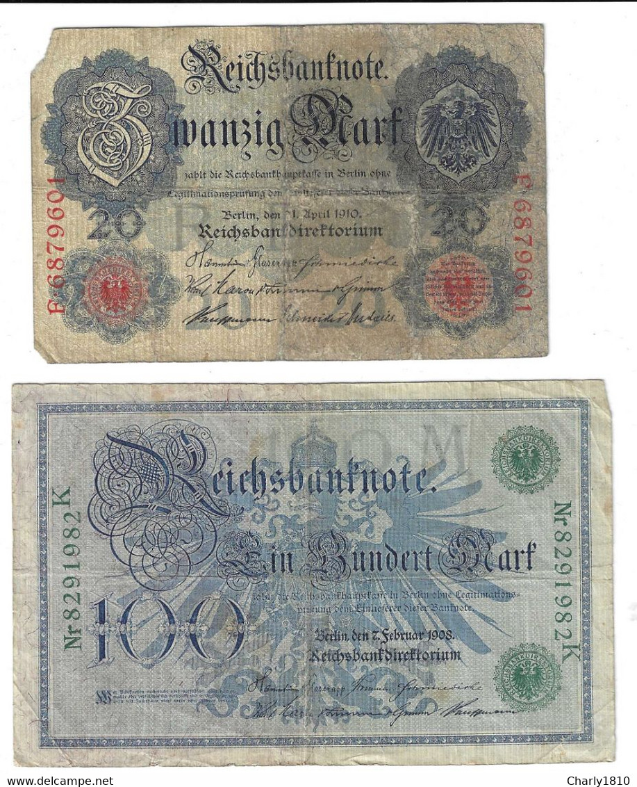 Banknote Zu 20 Und 100 Reichsmark - Collections