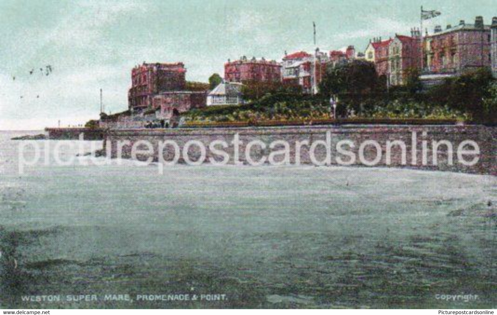 WESTON SUPER MARE PROMENADE AND POINT OLD COLOUR POSTCARD SOMERSET - Weston-Super-Mare