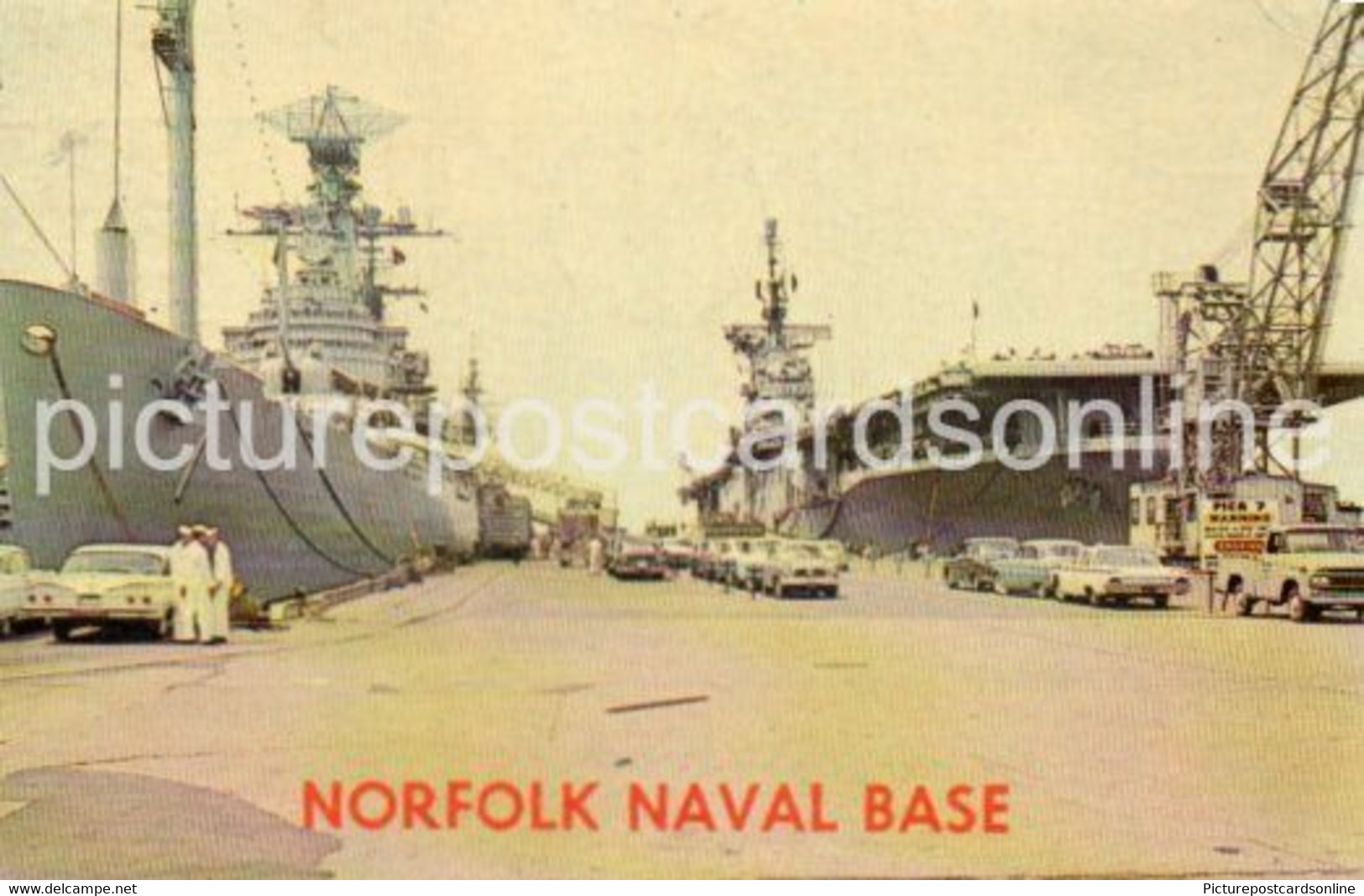 NORFOLK NAVAL BASE OLD COLOUR POSTCARD VIRGINIA USA AMERICA 1964 - Norfolk