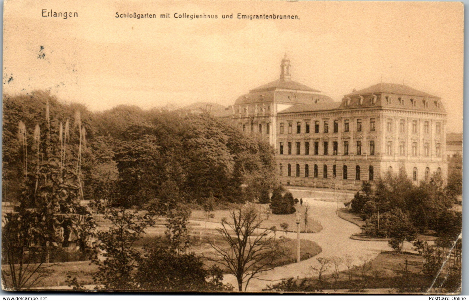 42345 - Deutschland - Erlangen , Schloßgarten Mit Collegienhaus Und Emigrantenbrunnen - Gelaufen - Erlangen