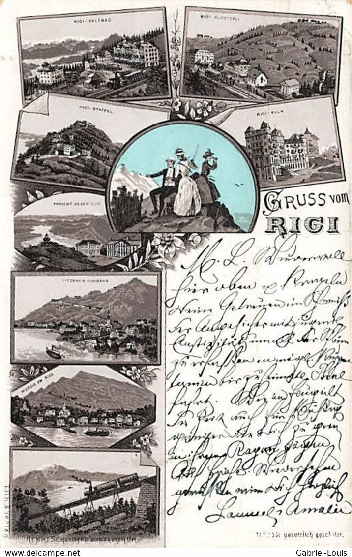 Gruss Vom Rigi Litho 1899 Kaltbad Staffel Zug Vitznau Rigibahn Weggis Klösterli Kulm - Sonstige & Ohne Zuordnung