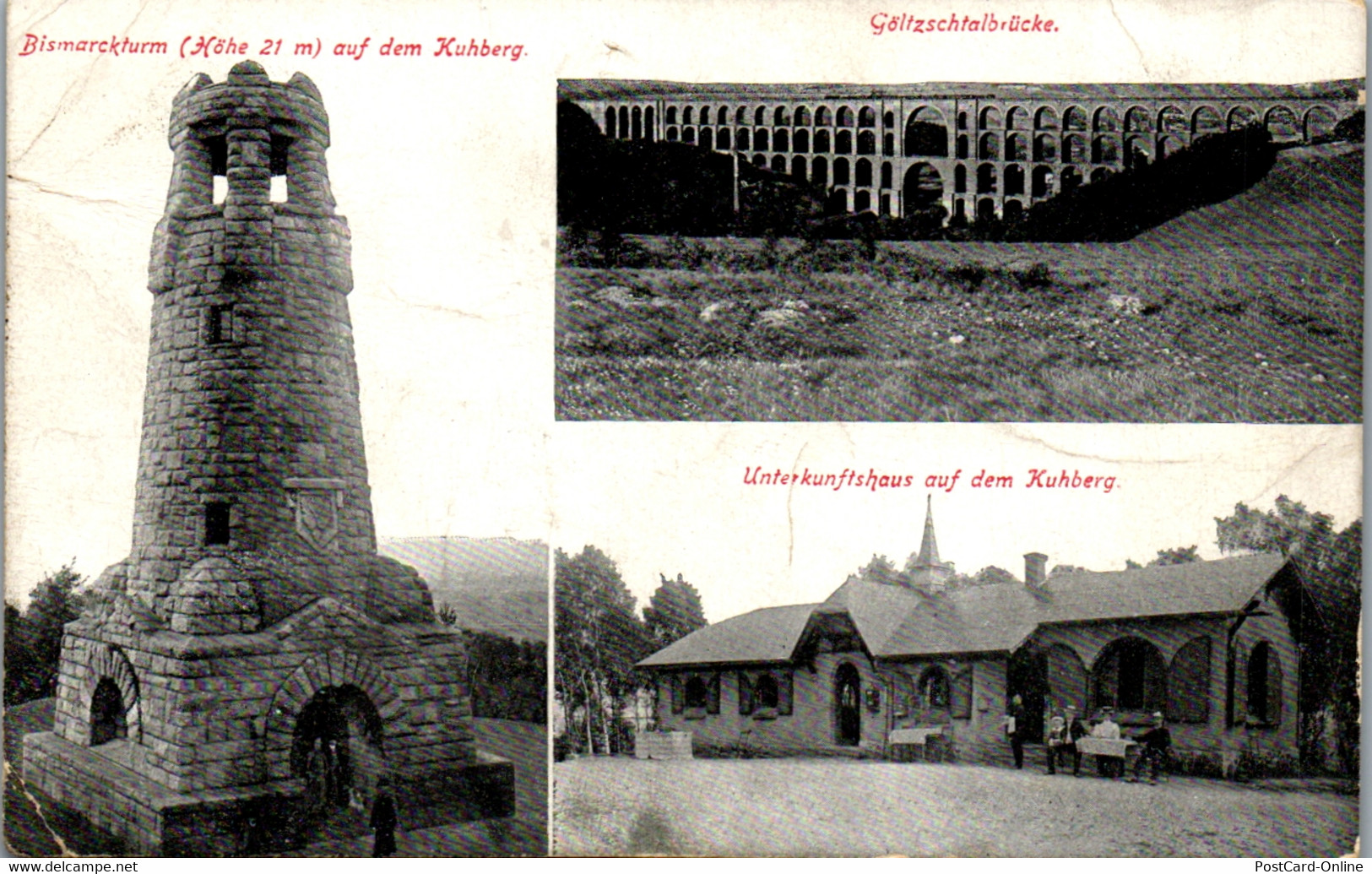 42456 - Deutschland - Kuhberg , Unterkunftshaus , Göltzschtalbrücke , Bismarckturm - Nicht Gelaufen - Baerenstein