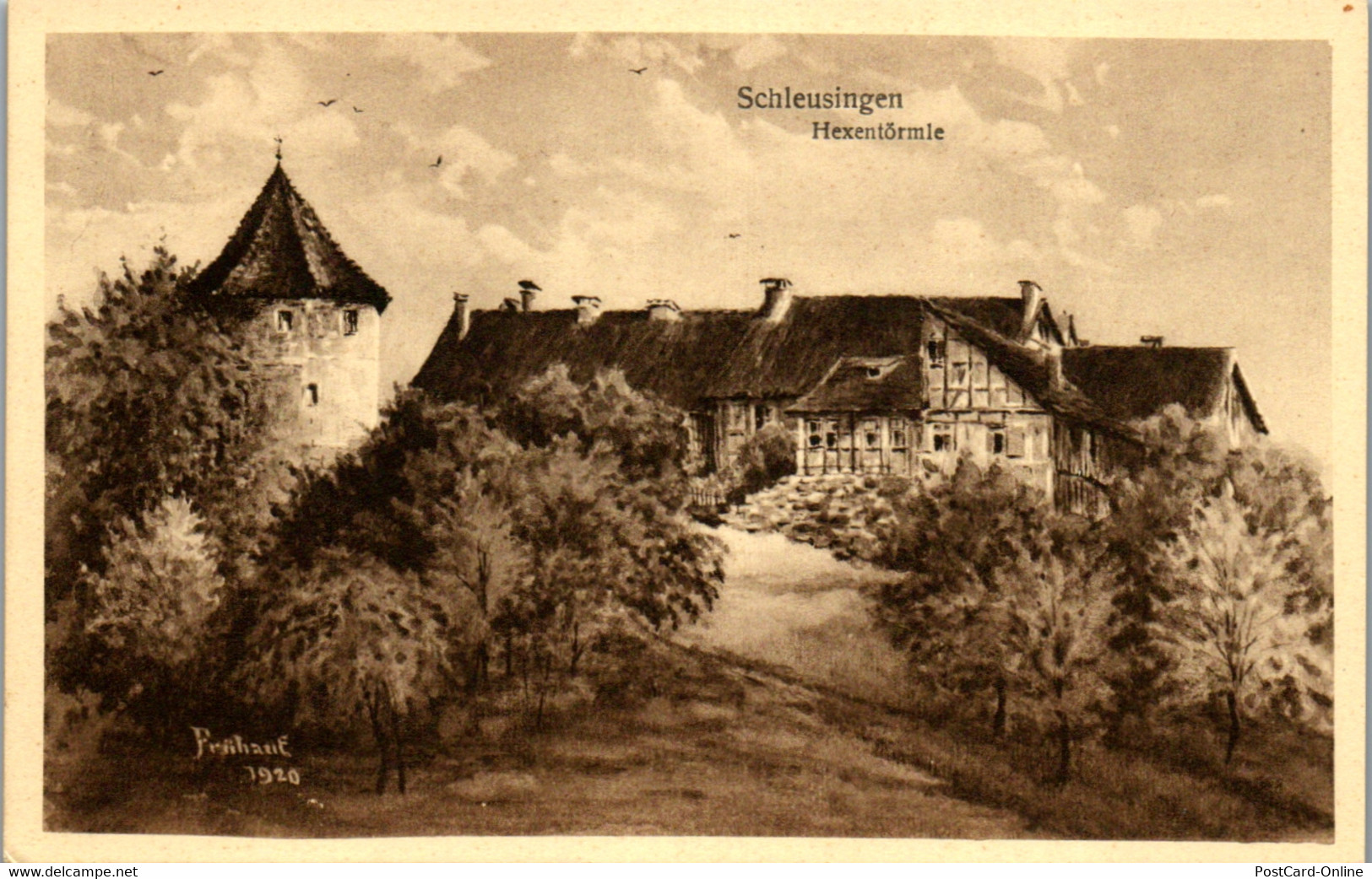 42477 - Künstlerkarte - Schleusingen , Hexentörmle , Signiert Carl Frühauf 1920 - Nicht Gelaufen - Schleusingen