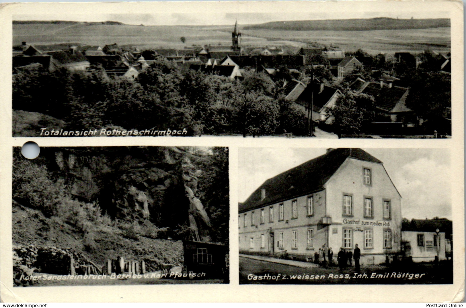 42506 - Deutschland - Rothenschirmbach , Roter Sandsteinbruch Betrieb V. Karl Pfautsch , Gasthof Z. Weissen Roß - Lutherstadt Eisleben