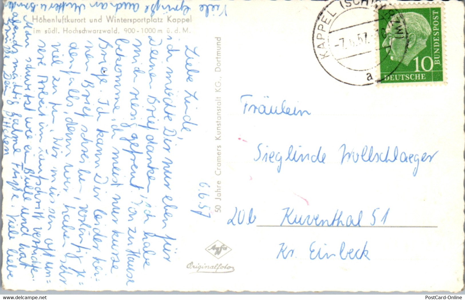 42540 - Deutschland - Kappel , Südl. Hochschwarzwald - Gelaufen 1957 - Freiburg I. Br.