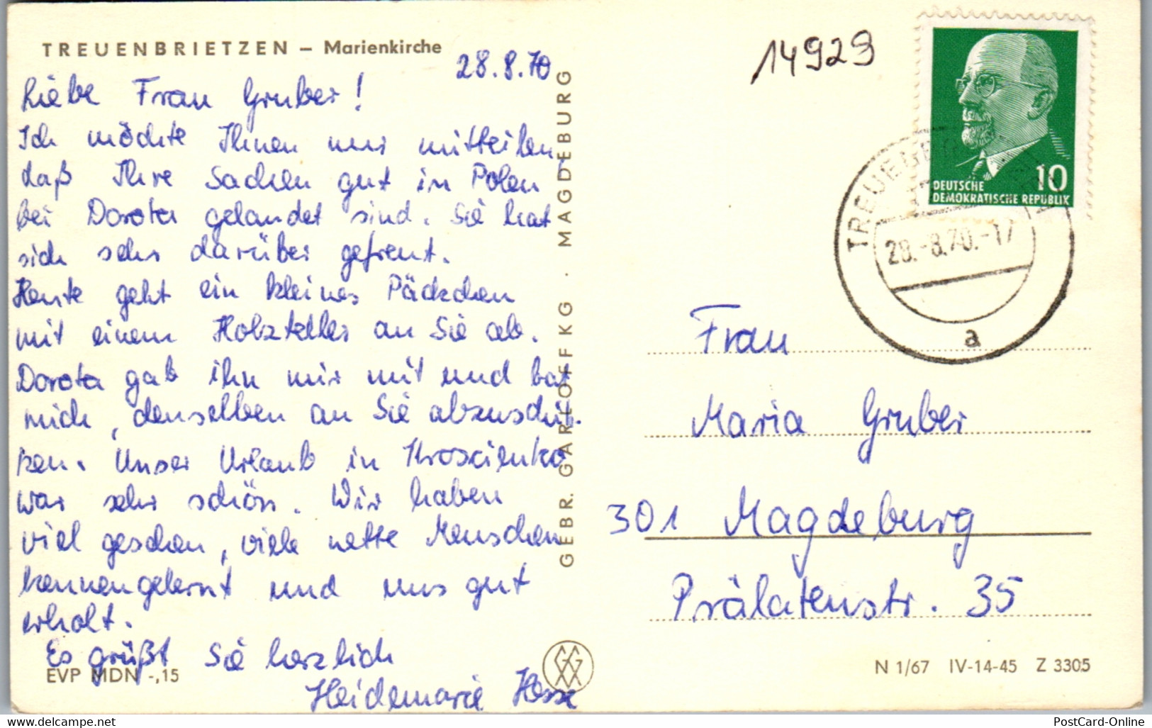 42575 - Deutschland - Treuenbrietzen , Marienkirche - Gelaufen 1970 - Treuenbrietzen