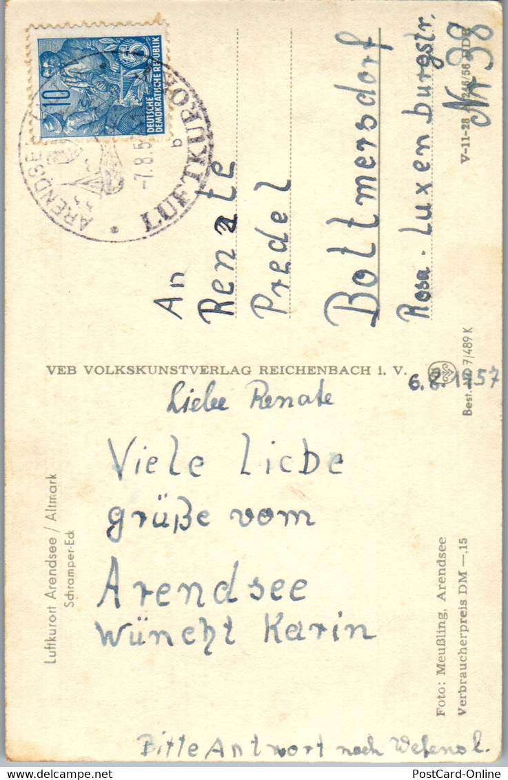 42579 - Deutschland - Arendsee , Altmark , Schramper Eck - Gelaufen 1957 - Salzwedel