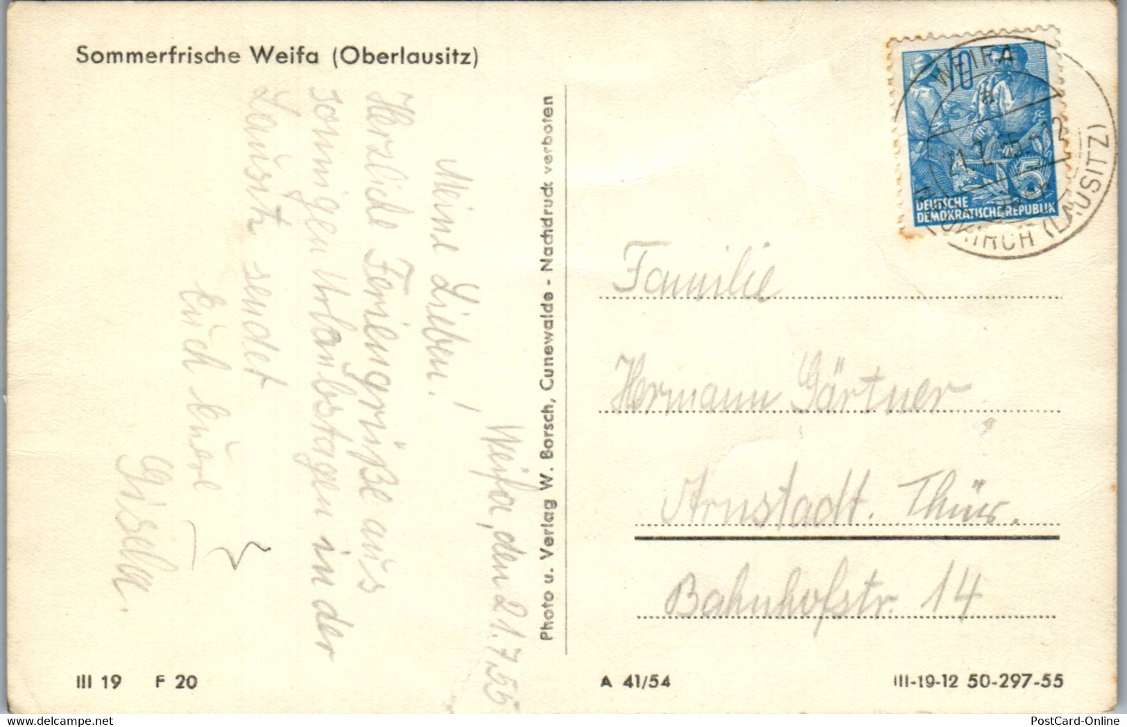 42710 - Deutschland - Weifa , Oberlausitz , Panorama , L. Beschädigt - Gelaufen 1955 - Neukirch (Lausitz)