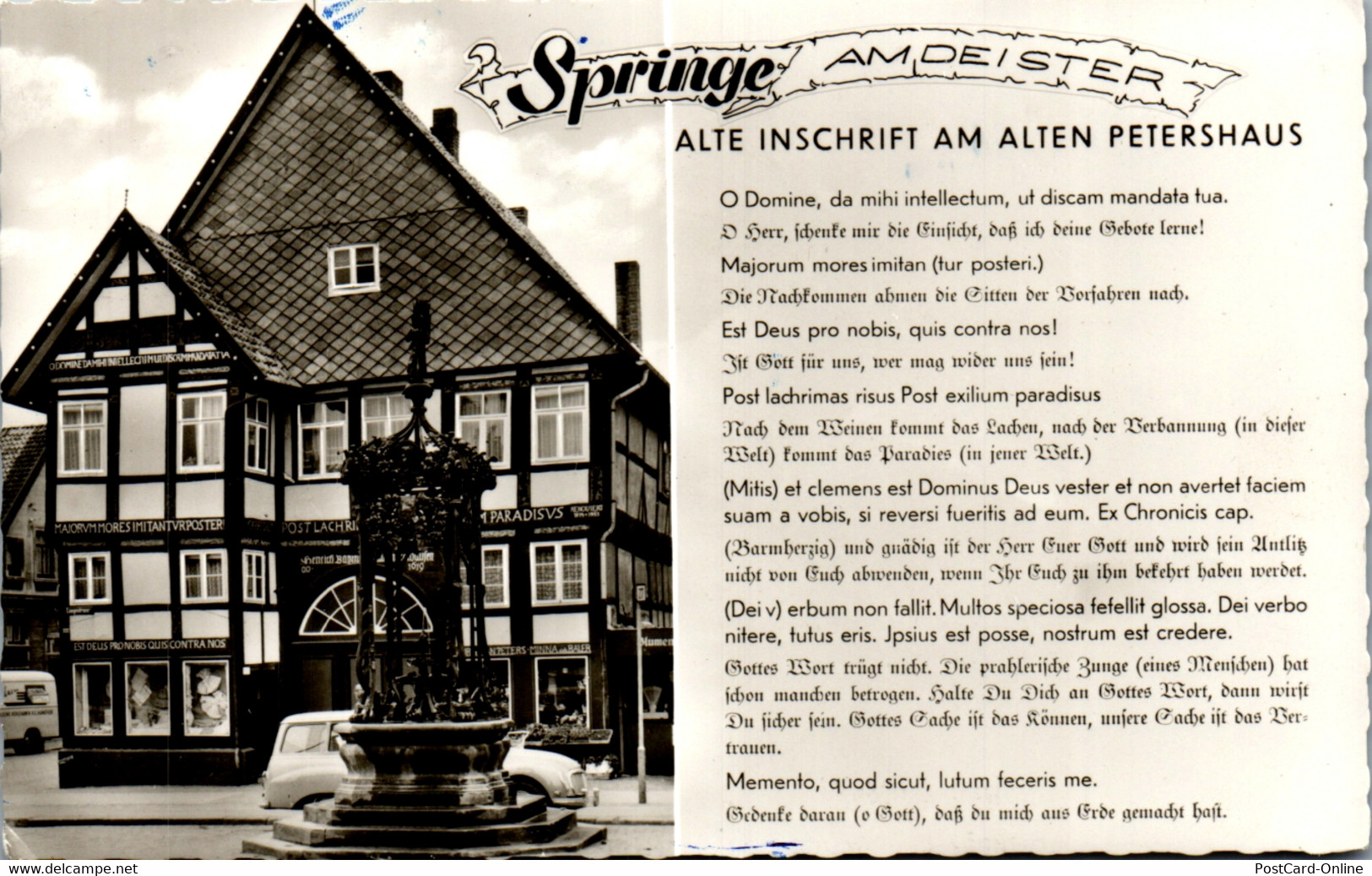 42782 - Deutschland - Springe , Am Deister , Altes Petershaus , Inschrift - Gelaufen - Springe