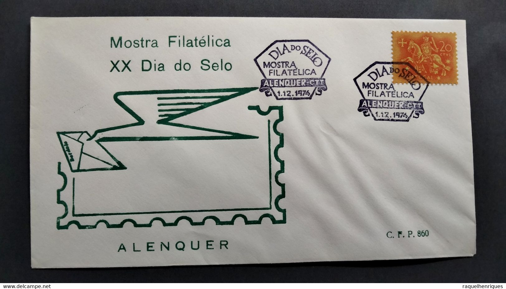 PORTUGAL COVER - XX DIA DO SELO - ALENQUER 1974 (PLB#03-58) - Flammes & Oblitérations