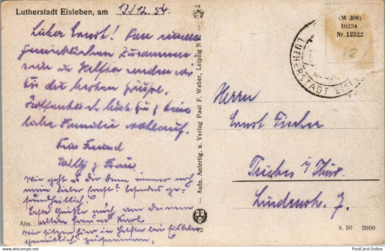 42799 - Deutschland - Eisleben , Lutherstadt , Markt - Gelaufen 1954 - Eisleben