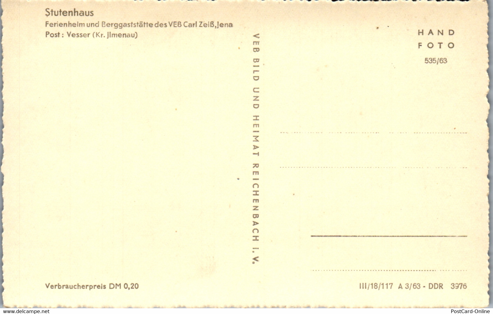 42860 - Deutschland - Schmiedefeld , Rennsteig , Stutenhaus V.E.B. Zeiss , Ferienheim , Adlersberg - Nicht Gelaufen - Schmiedefeld