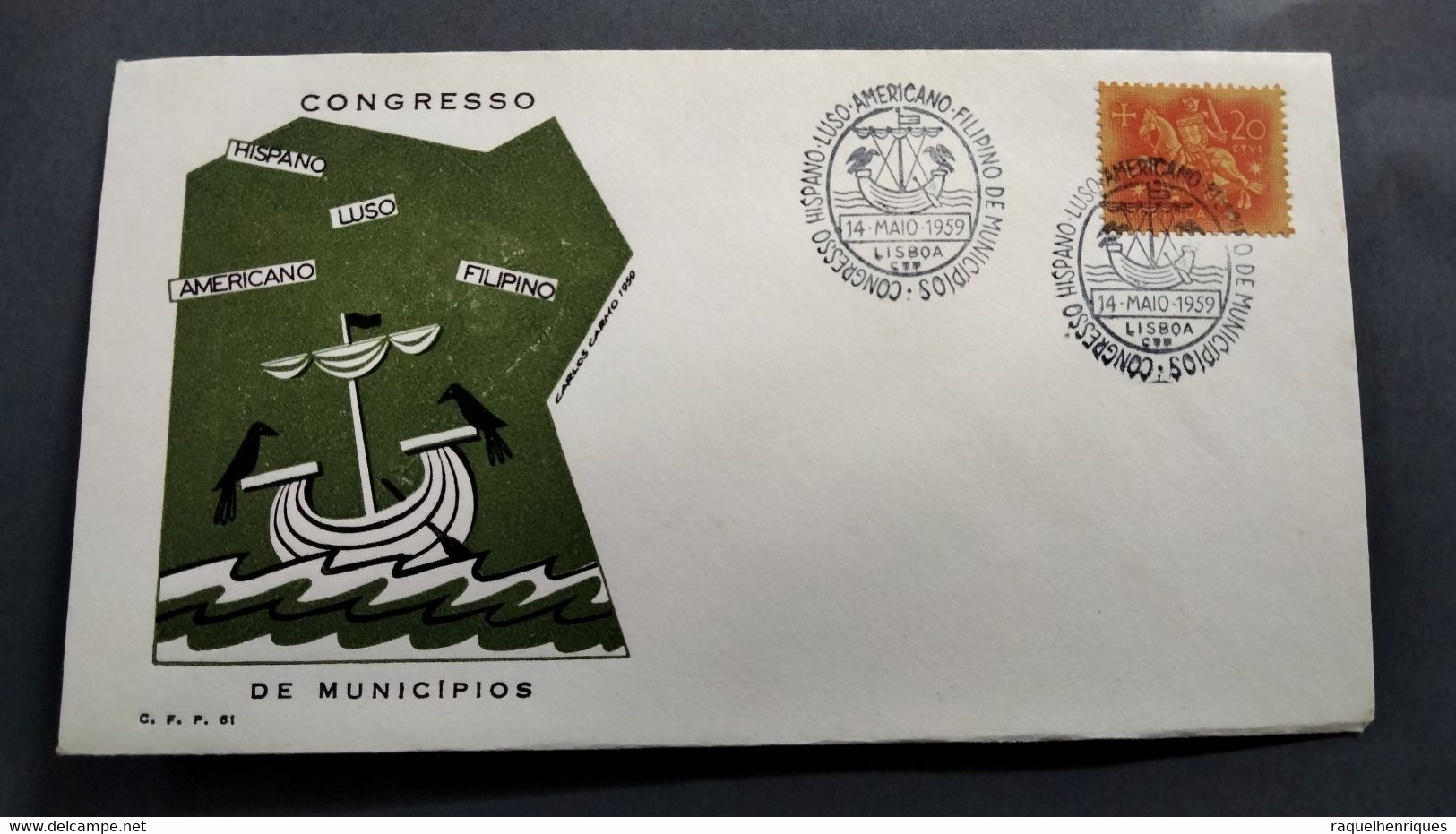 PORTUGAL COVER - CONGRESSO HISPANO-LUSO-AMERICANO-FILIPINO DE MUNICIPIOS - 1959 LISBOA (PLB#03-61) - Flammes & Oblitérations