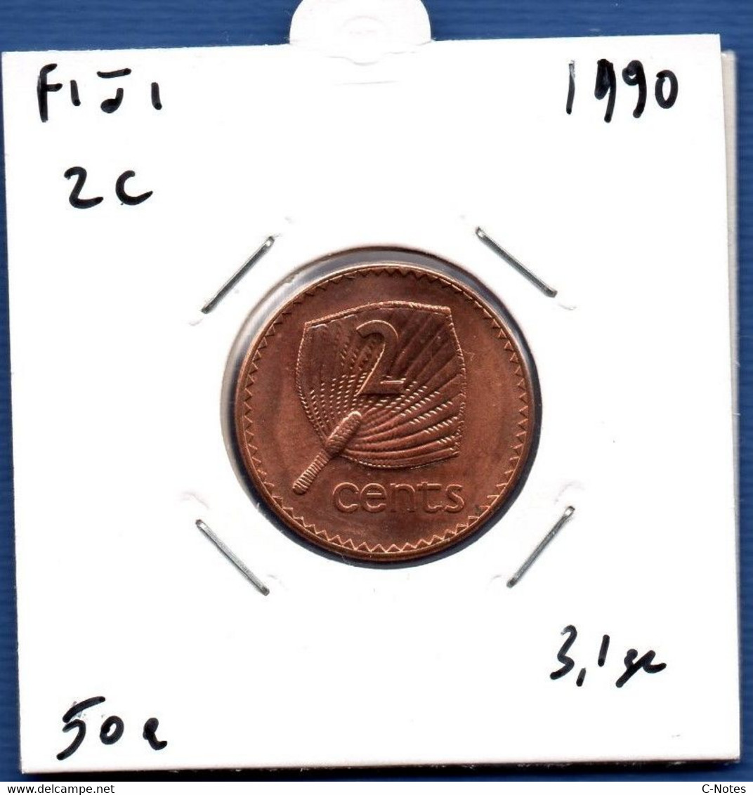 FIJI - 2 Cents 1990 -  See Photos -  Km 50a - Fiji