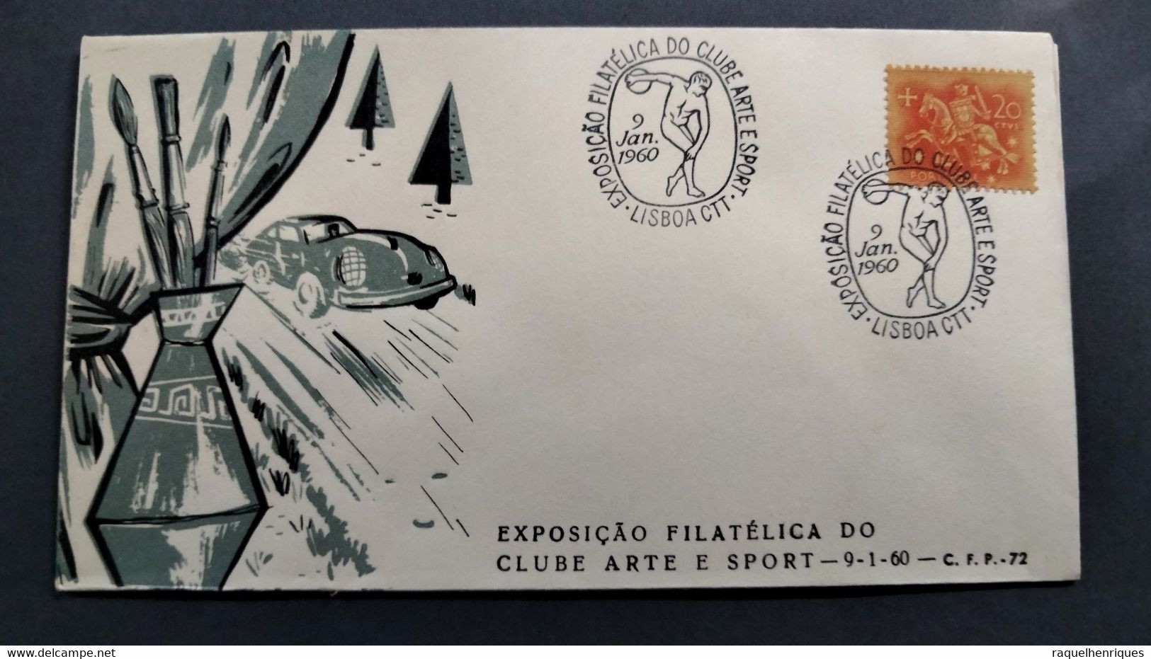PORTUGAL COVER - EXP. FILATELICA DO CLUBE ARTE E SPORT - LISBOA 1960 (PLB#03-66) - Flammes & Oblitérations