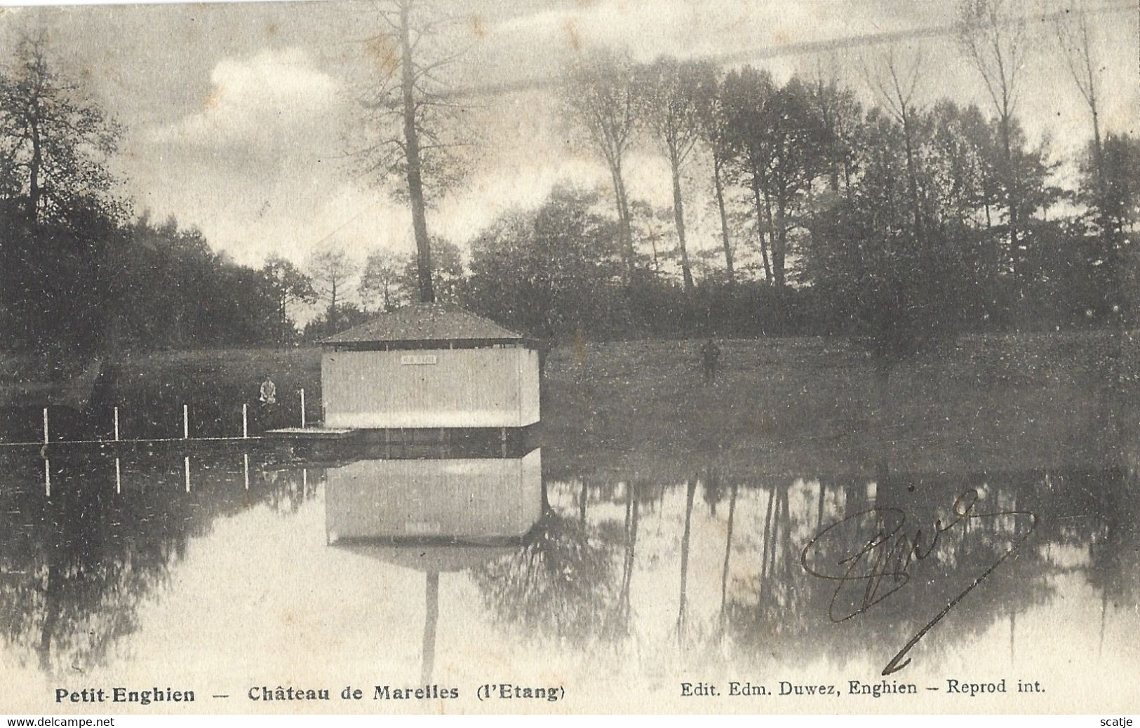 Petit-Enghien.   -   Château De Marelles   (L'étang).   -   1914   Naar   Berchem - Enghien - Edingen