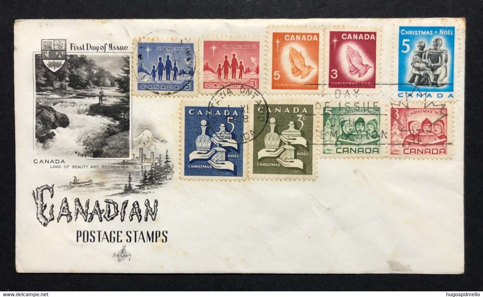 CANADA,  Uncirculated FDC, « 9 Christmas Stamps », 1968 - Cartas & Documentos