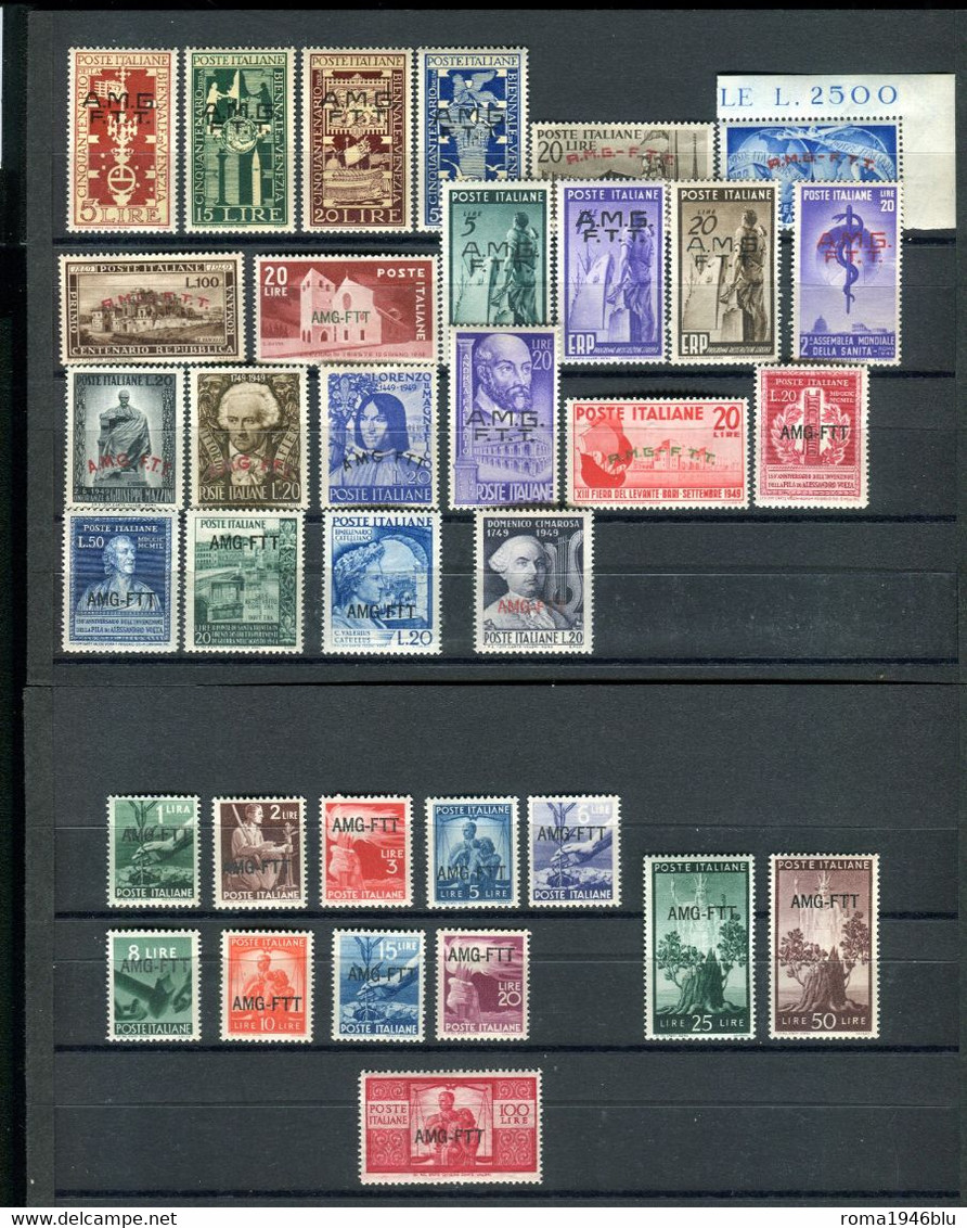 TRIESTE A 1949 ANNATA CPL. 34 V. ** MNH  LUSSO CENTRATA TOTALE CAT. 848,00 - Mint/hinged
