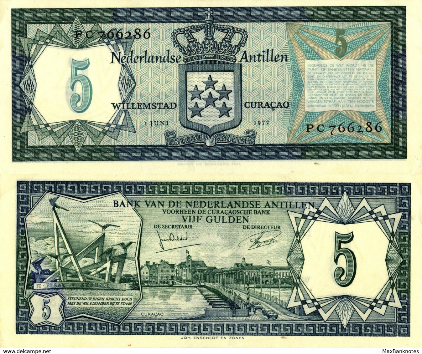 Netherlands Antilles / 5 Gulden / 1973 / P-8(b) / AUNC - Other - America