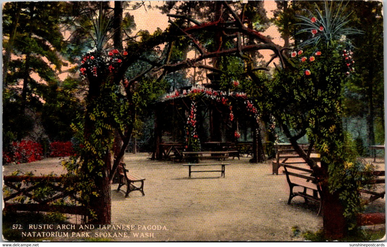 Washington Spokane Natatorium Park Rustic Arch And Japanese Pagoda 1913 - Spokane