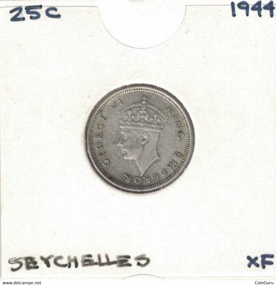 Seychelles 25 Cents 1944, Better Grade, Only 45K Minted - Seychelles