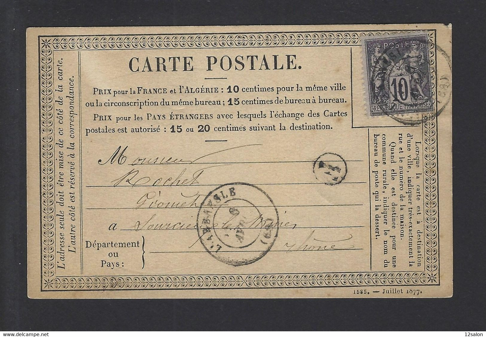 CARTE POSTALE PRÉCURSEUR N°89 Obl ARBRESLE Boite Rural F - 1877-1920: Periodo Semi Moderno