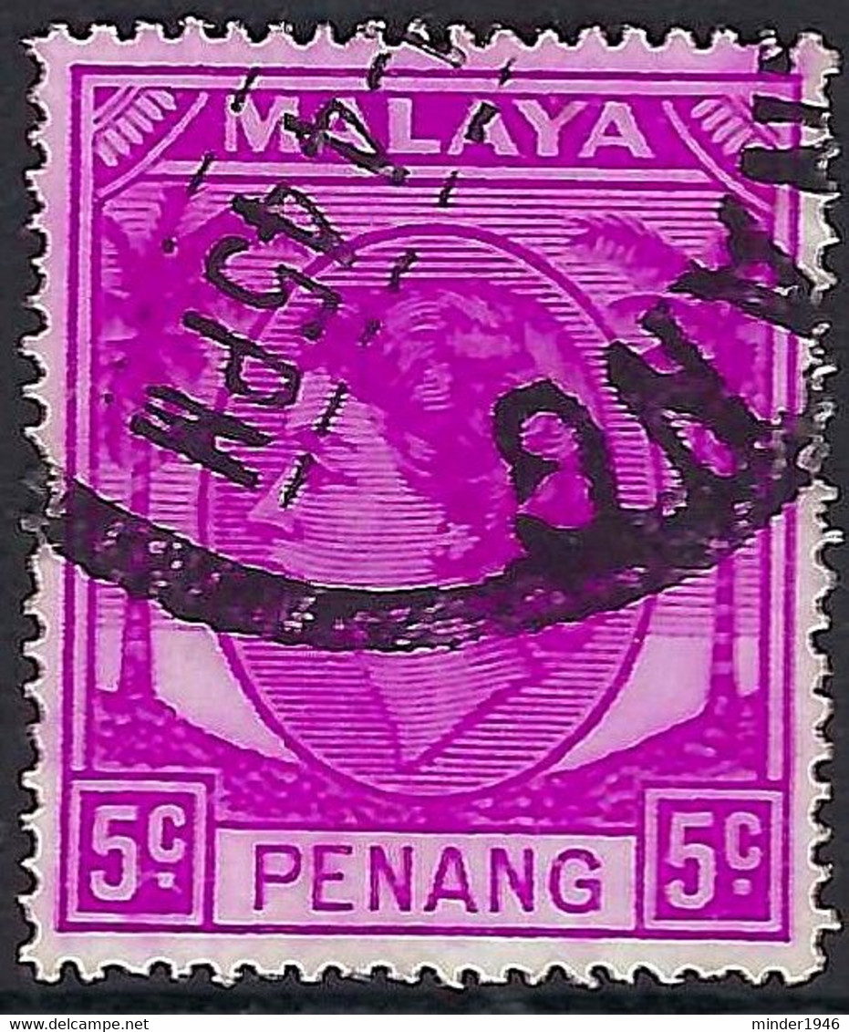 MALAYA PENANG 1954 QEII 5c Bright Purple SG31 Used - Penang