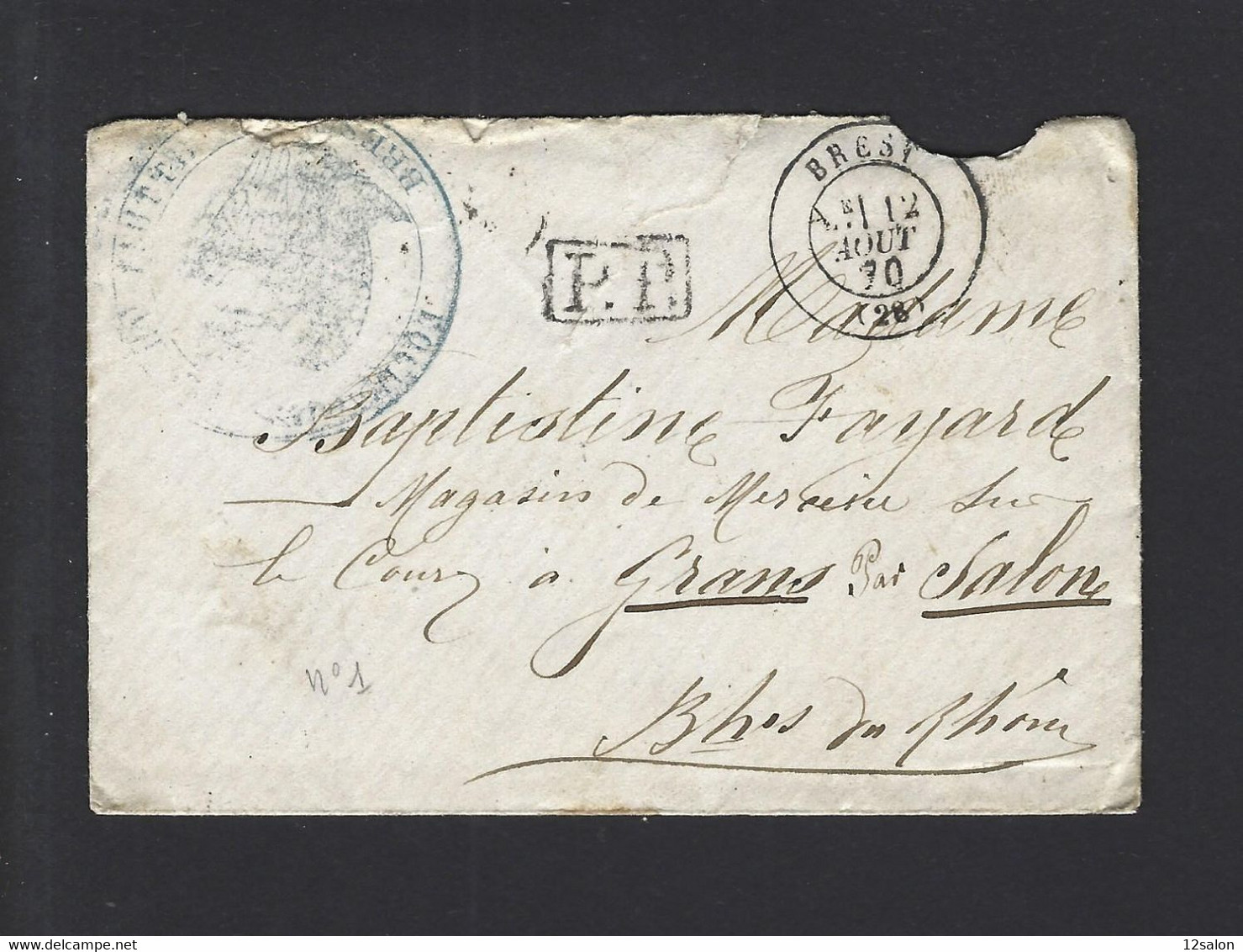 FRANCE LETTRE En PP  De BREST Pour GRANS Guerre 1870 Marine Equipage De La Flotte - Guerra Del 1870