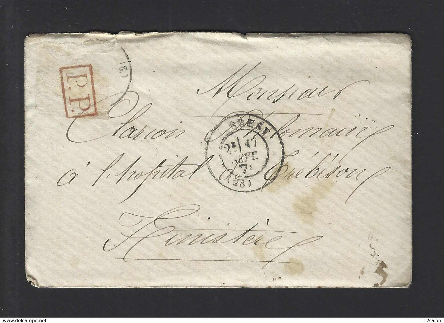 FRANCE LETTRE En PP  De BREST  Pour  Hôpital  Guerre 1870 Marine Equipage De La Flotte - Krieg 1870