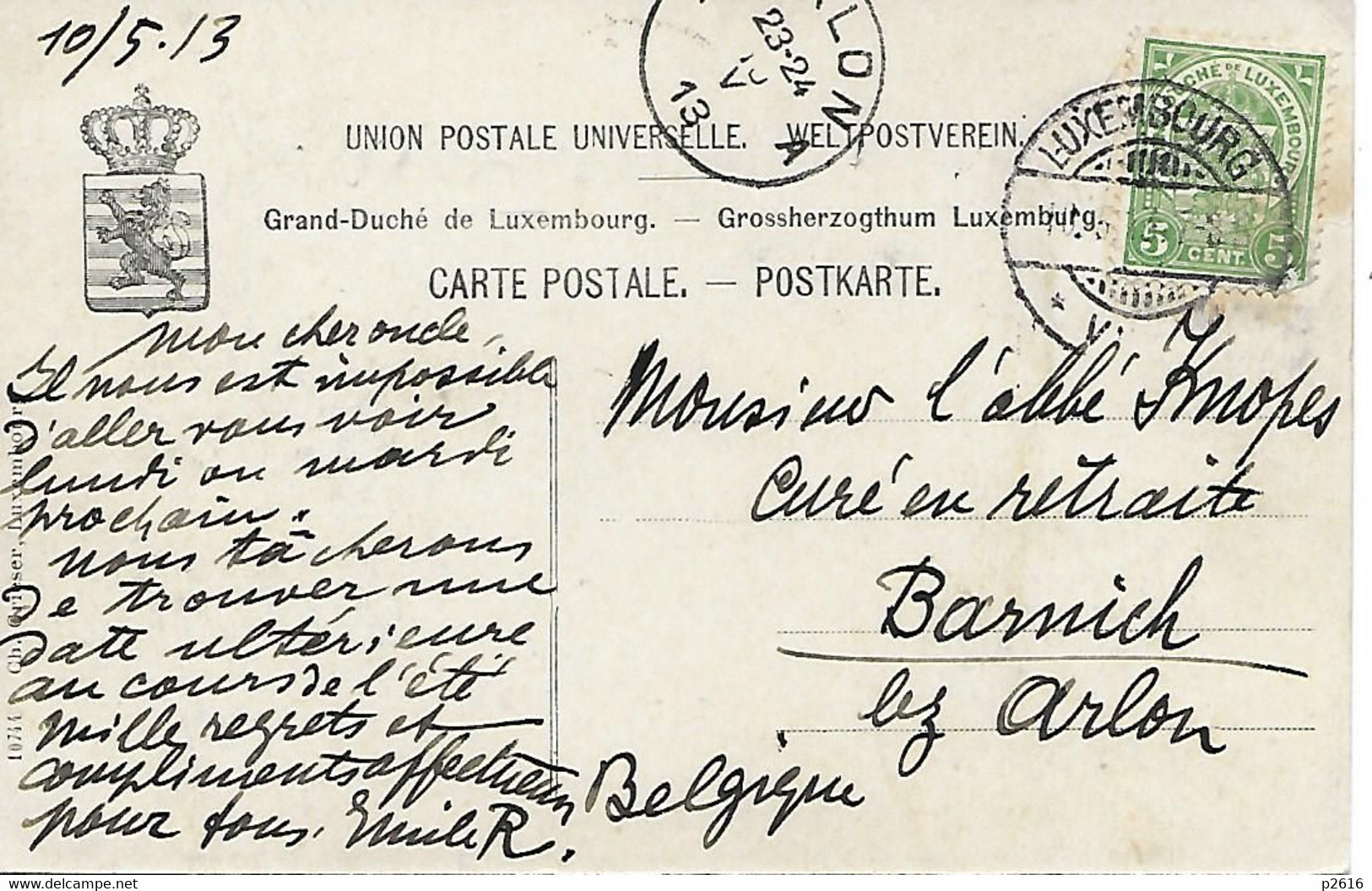 LUXEMBOURG -  1913 - PRINZESSIN ANTONIA -  VOIR LE VERSO -  CARTE EN L ETAT - Grand-Ducal Family
